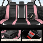 Coverado Car Seat Covers Full Set, Automotive Leather Seat Covers for Car，Universal Fit Front Back Seat Cover, Non-Slip Waterproof Breathable Car Seat Protector
