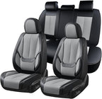 Coverado Car Seat Covers Full Set, Car Seat Protector Waterproof, Nappa Leather Car Seat Cushion, Seat Covers for Cars, Front Seats and Back Universal Fit for Most Cars