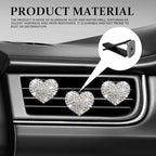 4PCS Heart-Shaped Car Vent Clip with Rhinestone, Vent Clip Car Accessories, Sparkly Rhinestone Bling Diamond Freshener Holder, Air Conditioning Outlet Ornament for Women Girls (White, Style1)
