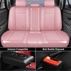 otoez Pink Car Seat Covers Full Set, Leather Seat Cover 5 Seat Waterproof & Breathable Automotive Seat Cushion Protector Full Coverage for Cars Sedens, Trucks, SUVs, Vans (Pink)