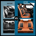 Fit CRV Car Seat Covers Premium Leather for Honda CRV cr-v 2011-2025 2026. Waterproof， Breathable, Scratch-Resistant & All-Weather Seat Cushion Protector (Front Seat,Orange&Black)