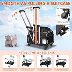 Petskd Top-Expandable Small Pet Carrier with Wheels (17" L x 11" W x 9.5" H), Alaska Airlines Approved, Rolling Pet Carrier for Small Dogs & Cats (Black)