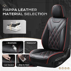 Coverado Car Seat Covers Full Set, Seat Covers for Cars, Waterproof Leather Automotive Seat Cover, Universal Car Interior Protectors Cushion for Most Cars