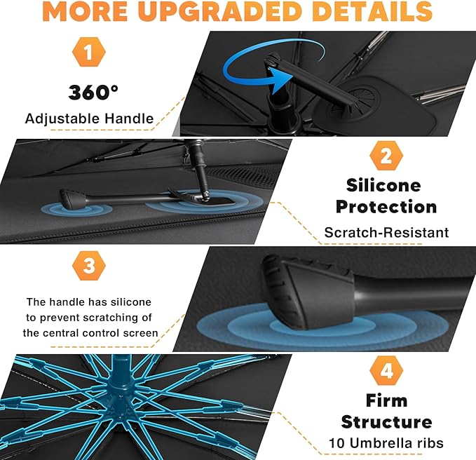 KUST Custom Fit Windshield Sun Shade Umbrella for Hyundai Tucson 2022-2025 2026 | Foldable Sunshade with Bendable Handle | Blocks Heat & UV Scratch Resistant Keep Cool Sunshield