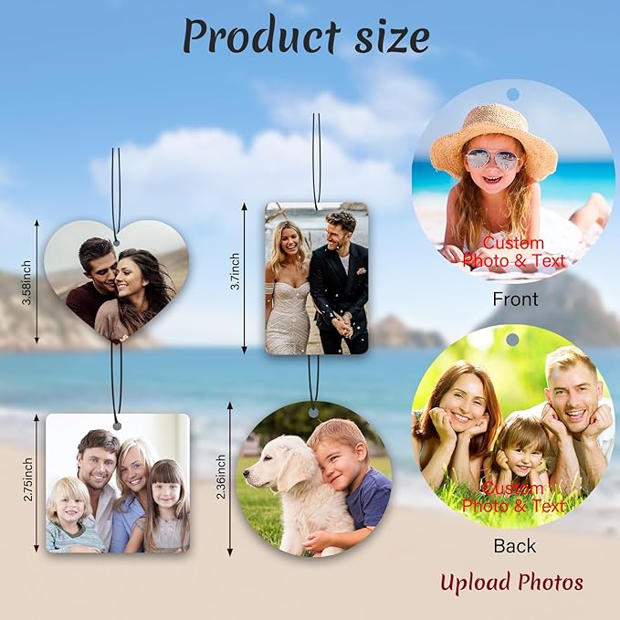 Custom Air Freshener with Picture - Photo Air Freshener for Car,Double-Sided Customized Photo Text, Personalized Gift for Boyfriend Men Car (Round)