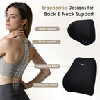 FLORICH Car Seat Cushion & Lumbar Support Pillow & Car Neck Pillow, Ergonomic Memory Foam Driving Seat Cushions for Back & Sciatica Pain Relief, Non-Slip Cushion for Car, Office Chair,Wheelchair-Black