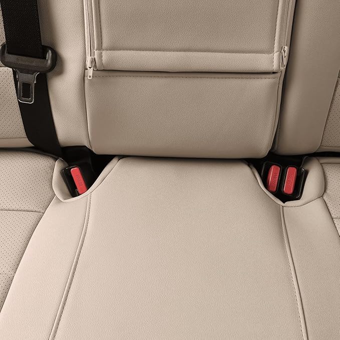 EKR Rav4 Seat Covers Custom Fit for Toyota Rav4 LE(NOT for Hybrid) 2013 2014 2015 2016 2017 2018,Leather Car Seat Cover for Trucks SUV Full Set,Faux Leather(Beige)