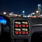 4Pcs Cherry Car Air Vent Freshener Perfume Clip, Rhinestone Air Outlet Fragrance Perfume Clip Freshener, Car Decor（Cherry Flavour）