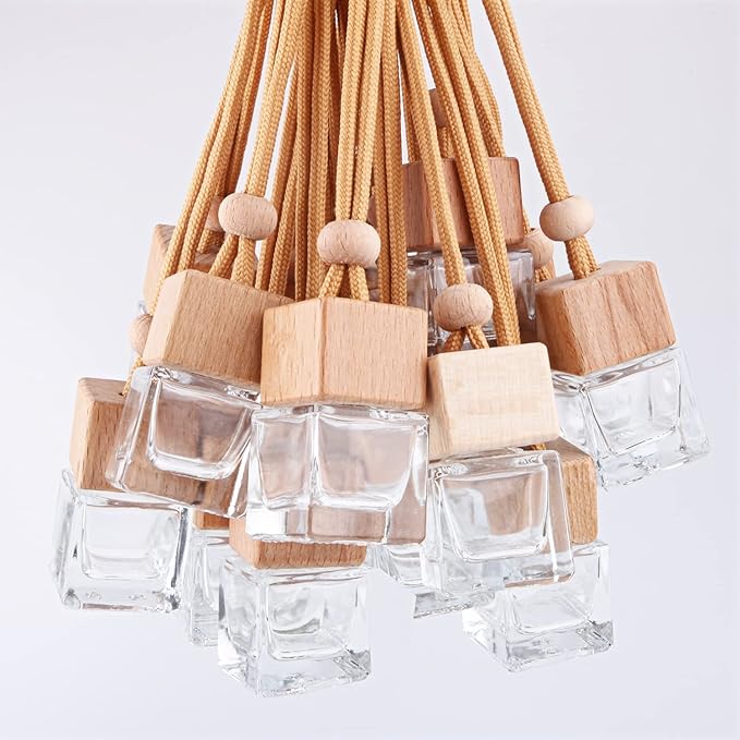 20 Pack Car Haning Perfume Bottle Refillable Car Air Freshener Diffuser Empty Aromatherapy Fragrance Essential Oil Diffuser Pendant Auto Home Ornaments Decors
