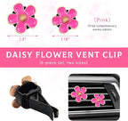 6PCS Car Air Vent Clip, Daisy Flower Auto Scents Air Freshener Clip with 6 Fragrance Piece, Decorative Auto Air Conditioning Clip for Women Girl, Universal Car Accessories (Pink)