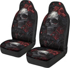ELEQIN Gothic Raven Skull Car Seat Covers Two Front Only for Car, Automotive Interior Covers, Quick Setup Universal Fit Seat Covers for Car, Truck, SUV