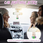 60 Pcs Hanging Car Air Freshener Car Diffuser Bottle Empty Glass Perfume Bottles Air Freshener Diffuser Bottle Pendant for Essential Oils Fragrance Aromatherapy Ornament Decor (Various Style)