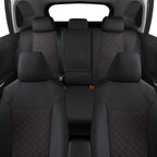 GIANT PANDA Customized Full Set Car Seat Covers Fit for Toyota Rav4 2019 2020 2021 2022 2023 2024 2025 Rav 4 Hybrid(XLE/LE/XLE Premium/Limited),Front & Rear/Back Seat Covers, Faux Leather (Black+Red)