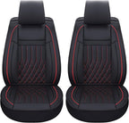 Aierxuan Front Car Seat Covers Universal Fit for Honda Civic Accord Crv, Toyota Camry Prius Rav4 Corolla, Kia, Lexus, Nissan, Mazda, Jeep Cherokee and Most Cars, with Waterproof Leather(Black and Red)