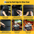 Dog Car Seat Booster for Small Pet Under 20lbs, Portable Travel Puppy Car Seat with Internal Steel Frame, Comfort Cushion & Storage Pockets, Adjustable Straps Fit Most Cars, Black