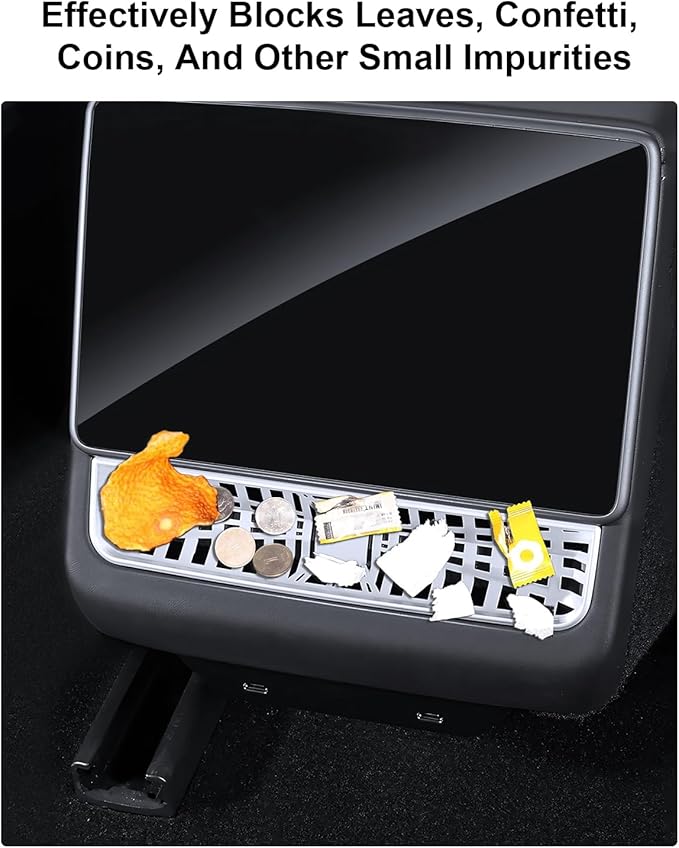 Tesla Air Vents Cover Model Y Juniper Model 3 Highland Alloy Rear Seat Center Console Air Vent Trim Cover Tesla Model 3 Accessories Backseat Air Condition Outlet Protector Silver