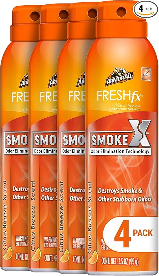 Armor All Car Air Freshener and Purifier - Odor Eliminator for Cars & Truck, Citrus Breeze Scent, Pump Spray, Pack of 4