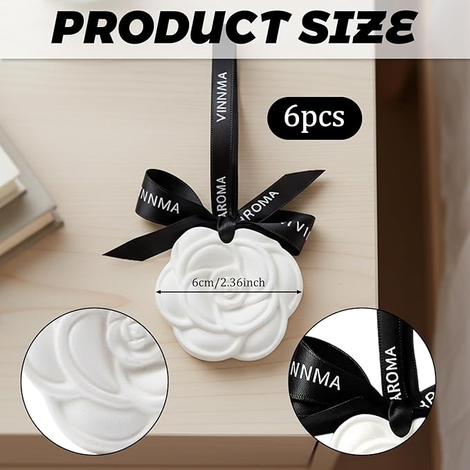 6 Pcs Clay Disc for Essential Oil, Fragrance Disc, Car Diffusers for Essential Oils, Passive Diffuser Fragrance Disk Suitable for Fresh Air and Deodorizing Wardrobe