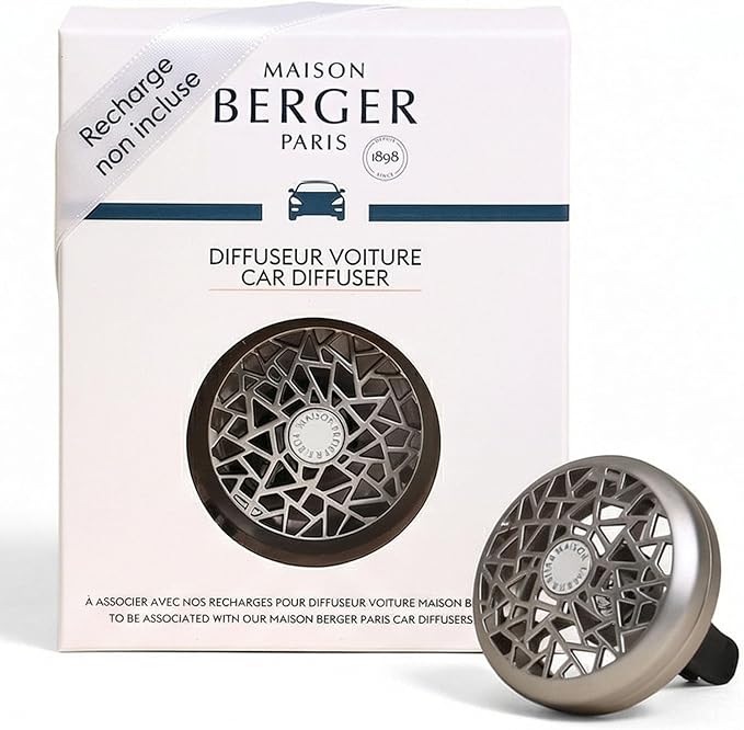 MAISON BERGER Luxury Car Air Freshener Vent Clip – Refillable Scent Diffuser for Car Vents, French-Made, Adjustable Fragrance (No Pods/Refills Included, 1.75” Diameter) - Graphic Matte Finish