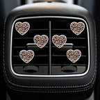 6Pcs Leopard Heart Car Air Freshener Clips - Fashion Animal Print Vent Decor Accessories, Long-Lasting Scent Diffusers for Women Girls, Cute Auto Interior Charms