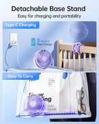 SWEETFULL Portable Stroller Fan with LED Display, 4 Speed Rechargeable Mini Clip On Fan, 360° Rotate Flexible Tripod Better Cooling Small Baby Fan for Car Seat Crib Travel Bike Treadmill (Purple)