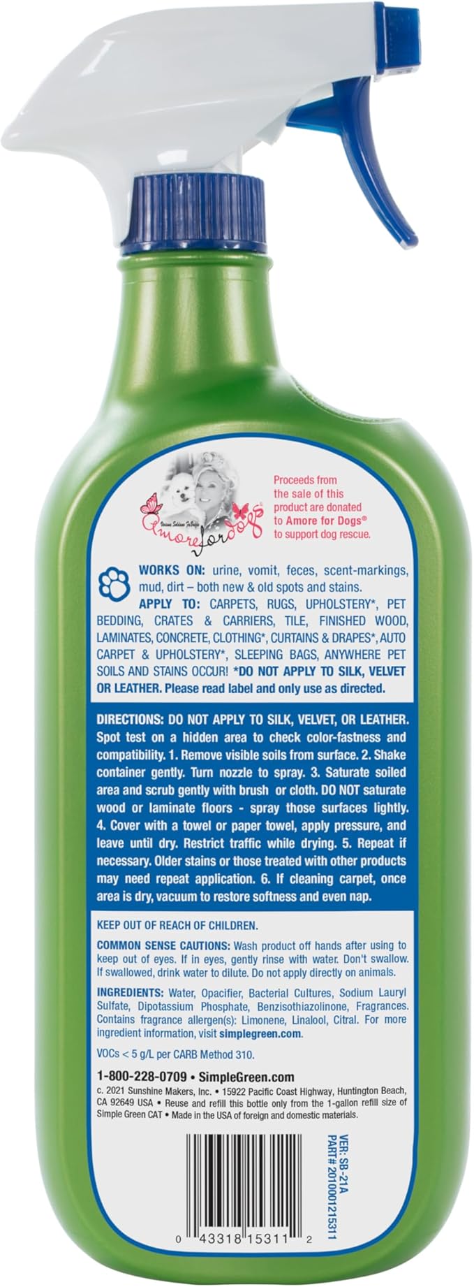 Cat Stain & Odor Remover - Enzyme Cleaner for Cat Urine, Feces, Blood, Vomit - 32oz