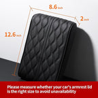 Car Center Console Heighten Cover, Leather Memory Foam Car Armrest Booster Pads, Leather Car Armrest Cover Protector, Suitable for Most Vehicles, SUVs, Trucks, Cars (Black)