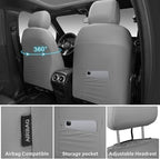 CAR PASS 3D Foam Mesh Leather Car Seat Covers Front Seats, Grey Breathable Front Seat Cover for Cars, Comfortable Universal Fit for SUV Truck Sedan Automotive Anti-Slip Airbag Compatible, Pure Gray