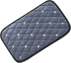 Bling Car Center Console Cover, Soft Fluffy Armrest Seat Box Cushion Pad, Crystal Diamond Arm Rest Protection Mat, Automotive Interior Decoration Accessories for Most Vehicles (Gray)