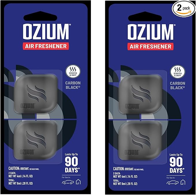 Ozium Membrane Car Vent Clip AC Air Fresheners Car Air Freshener and Car Odor Eliminator (Carbon Black, 4 Packs)