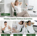 Lumbar Support Pillow for Recliner, Back Support Pillow for Office Chair, Back Cushion with Shredded Foam for Back Pain Relief & Reading, Lumbar Cushions for Couch, Sofa Seat, Car, Green