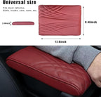 Ziciner Car Center Console Cover, Leather Memory Foam Armrest Cushion Protection Pad, Waterproof Hand Rest Pillow with Height Increase, Universal Accessory for Most Car (Wine Red #Angel)
