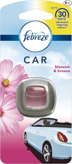 Febreze Car Clip Air Freshener, Odour Eliminator, Blossom & Breeze, 6 Count