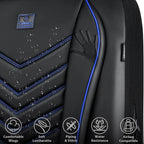 CAR PASS 3D Foam Faux Leather Car Seat Covers Full Set, Waterproof Leather Seat Cover for Cars, Luxury Universal Fit for SUV Truck Sedan Automotive, Armrest Airbag Compatible Anti-Slip, Black and Blue