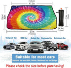 CHILL�TEK Car Windshield Sun Shade Umbrella, Fashion Tie Dye Foldable Umbrella Sunshade for Front Window UV Reflector Protection Auto Shades Cover red 1,57x31 In