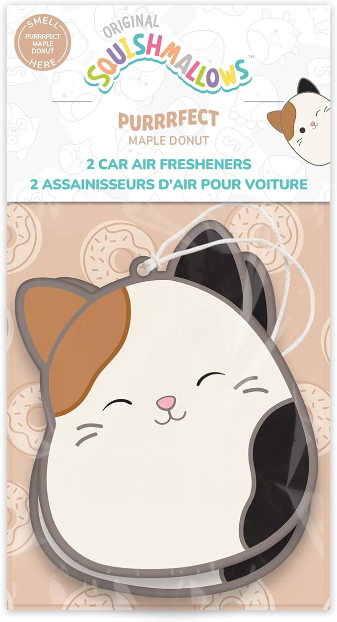 Studio Oh! x Squishmallow Cam Car Air Fresheners, Pack of 2 Scented Hanging Car Air Freshener, Maple, Cinnamon, Nutmeg, Tonka Bean Butter, and Vanilla Sugar - Purrrfect Maple Donut