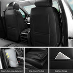 Car Seat Covers, Premium Leather Car Seat Covers, Waterproof and Breathable Seat Covers, Universal Car Seat Protector Fit for Cars, Trucks, SUVs, Pick-ups (Black, FullSet)