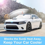 Windshield Sun Shade Custom Fit for 2011-2023 Dodge Charger Accessories Foldable Window Sunshade Sun Blocker Protect Car from Sun Rays & Heat Damage Keeps Car Cooler