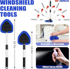AUTODECO Windshield Cleaner Tool, 17Pcs Car Interior Detailing Kit, Detailing Brush, Towels, Duster, Car Cleaning Kit Interior for RVs, Truck, Trailer (Blue)