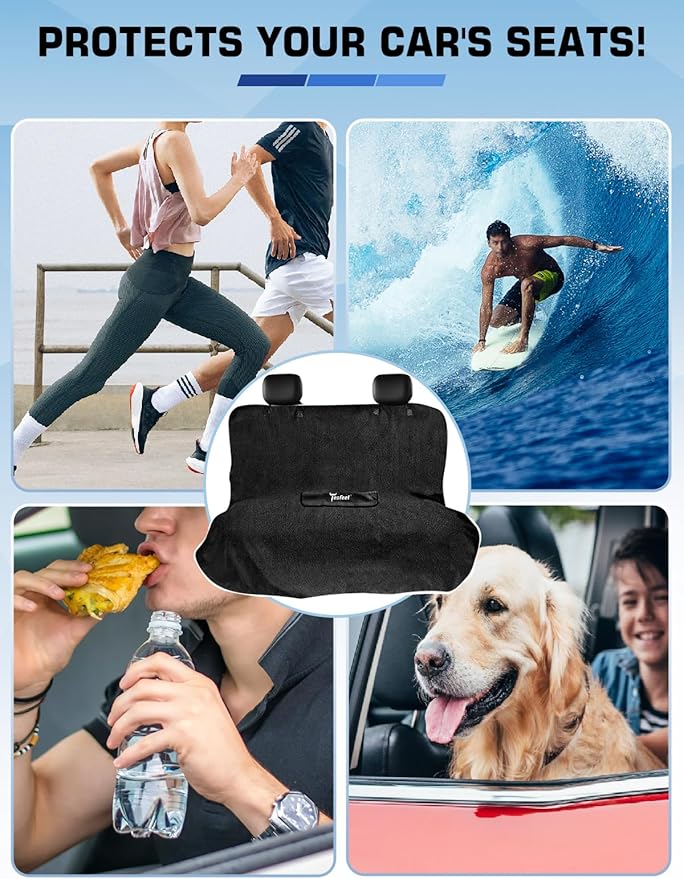 Washable Dog Pet Terry Cloth Accessories Car Seat Cover - Sweat Proof Waterproof Towel Protector for Gym/Beach/After Workout, Absorbent Seat Towel Drape, Reusable Auto Part for Cars/Trucks