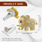 2PCS Elephant-Shaped Car Vent Clips with Rhinestone, Car Vent Accessories, Elephant Design Auto Air Freshener Diffuser, Rhinestone Air Conditioner Outlet Clips for Women Girls (Gold, Elephant)