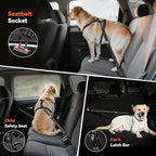 Dog Seat Belt, Dog Car Seat Belt Bungee, Car Harness for Pet with Buckle & Hook Latch, Safety Leash Vehicle, Adjustable Reflective Pet Vehicle Tether, 360° Swivel Lock Clasp, Black