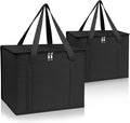 PEASUG 2 Pack Insulated Bags for Food Delivery, XL Pizza Delivery Bags, Large Capacity Cooler Bag Keep Food Warm for Grocery Shopping and Catering, Foldable, Heavy-Duty (Black)