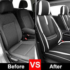 Fit for 98% of Mercedes Benz Car Seat Covers, Premium Nappa Leather Seat Cover, Fully Wrapped Protect Modern Style Seat Cover (2-Seat Standard, Black & White)