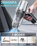 Portable Cordless Foldable 20000PA High Power Mini Vacuum Cleaner, 4-in-1 Compressed Duster & Air Blower & Pump, Hand Held Vacuum, Brushless Motor, for Car, Home, Office, Pet, Camping