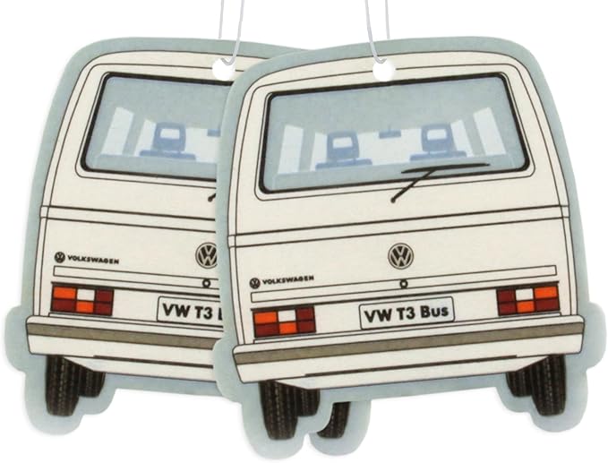 BRISA VW Collection - Volkswagen Scented Car Air Freshener Fragrance Deodorizer for Car/Auto or Home with Volkswagen Vanagon Bus T3 Camper Van FrontDesign (Pina Colada/White/2-pc Set)
