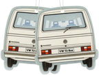 BRISA VW Collection - Volkswagen Scented Car Air Freshener Fragrance Deodorizer for Car/Auto or Home with Volkswagen Vanagon Bus T3 Camper Van FrontDesign (Pina Colada/White/2-pc Set)
