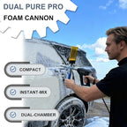 Dual Pure Pro Foam Cannon for Pressure Washer, Dual-Bottle Mini Soap Cannon for Pre-Wash and Main Wash, No Dilution Foam Sprayer with 1/4 Inch Quick Connector, Additional 1.1mm Orifice Nozzle
