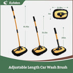 Eyliden Car Wash Brush Mop, Long Handle, 2 Scratch-Free Microfiber Heads, Car Detailing Care Kit for Car RV Truck (Yellow & Black)