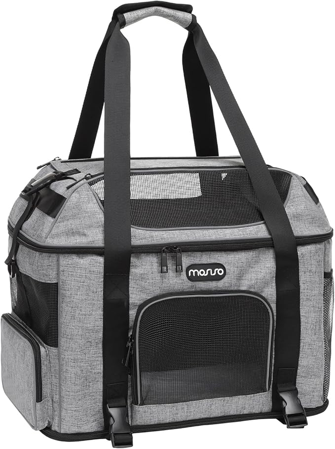 MOSISO Cat, Dog, Pet Carrier Airline Approved, Top-Expandable Soft Pets Carrier Bag for Small Medium Cats/Dogs Under 22 LB, Breathable Puppy Carrier for Car Travel Outdoors with Shoulder Strap, Grey